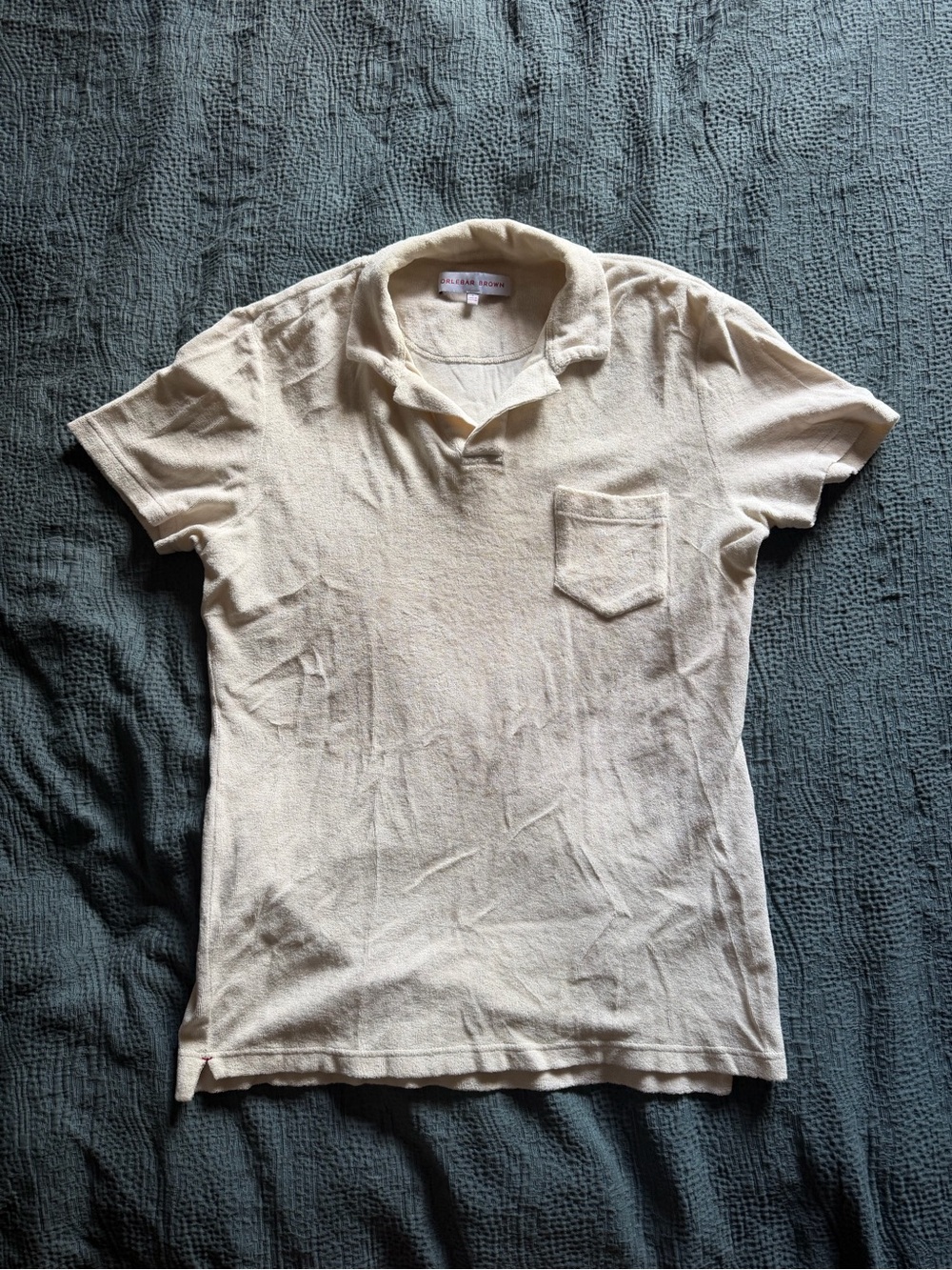 Orlebar Brown Cream Short-Sleeve Polo with Chest Pocket